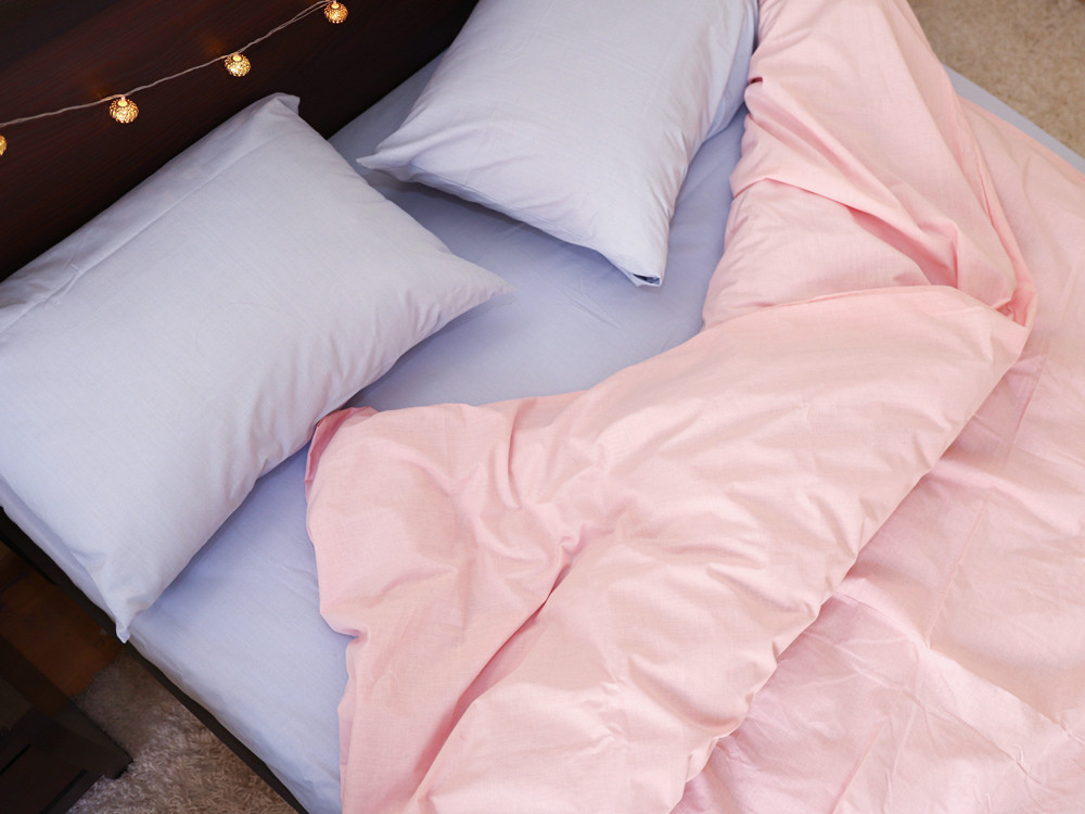 Полуторний набір однотонної постільної білизни 150*220 із Бязі "Gold" №15566AB Черешенка™