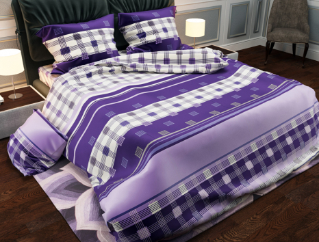 Ткань для постельного белья Бязь "Gold" Lux "Шотландка (фиолетовый)" GL825