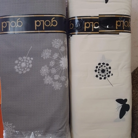 Тканина для постільної білизни Бязь "Gold" Lux "Кульбаби (сірий)" GL1025 (A+B) - (50м+50м)