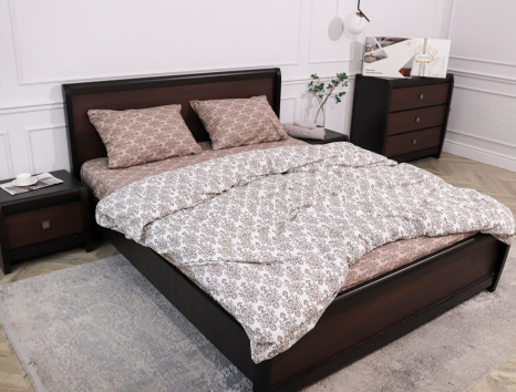 Двоспальний набір постільної білизни 180*220 із Бязі "Gold" з простирадлом на резинці №145147AB Черешенка™