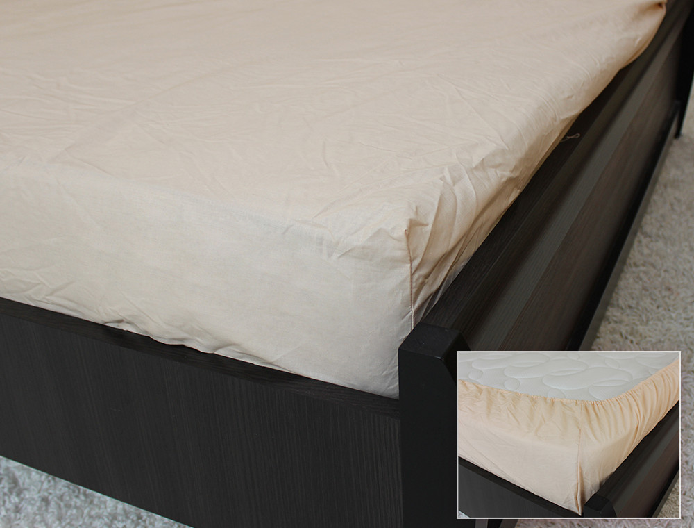 Комплект простирадла на резинці з наволочками (180*200*25) світло-бежевий