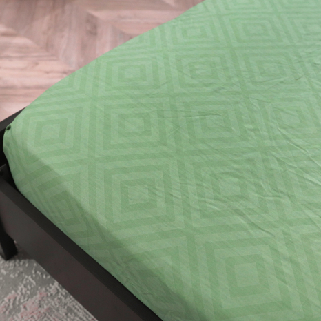 Простирадло на резинці (180*200*25) зелений ромб №152