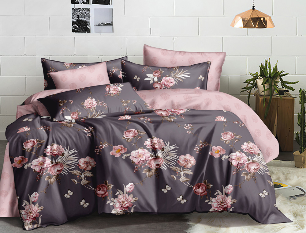 Двоспальний набір постільної білизни 180*220 із Сатину №107AB Черешенка™