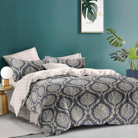 Полуторний набір постільної білизни 150*220 із Сатину №44335AB Черешенка™