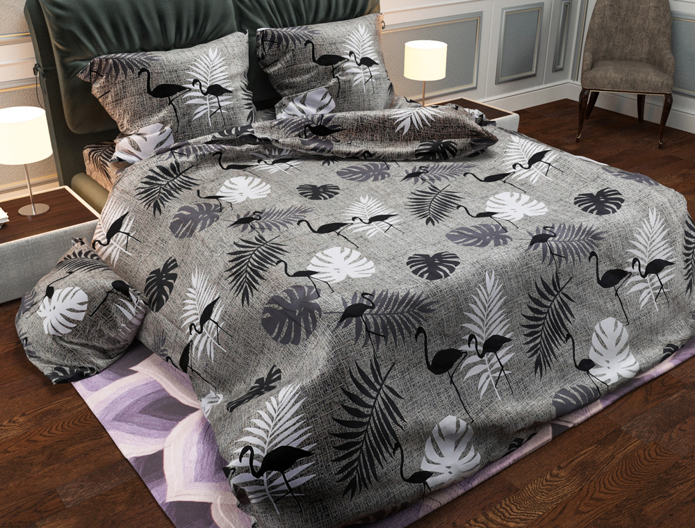 Ткань для постельного белья Бязь "Gold" Lux "След природы (серый)" GL3905