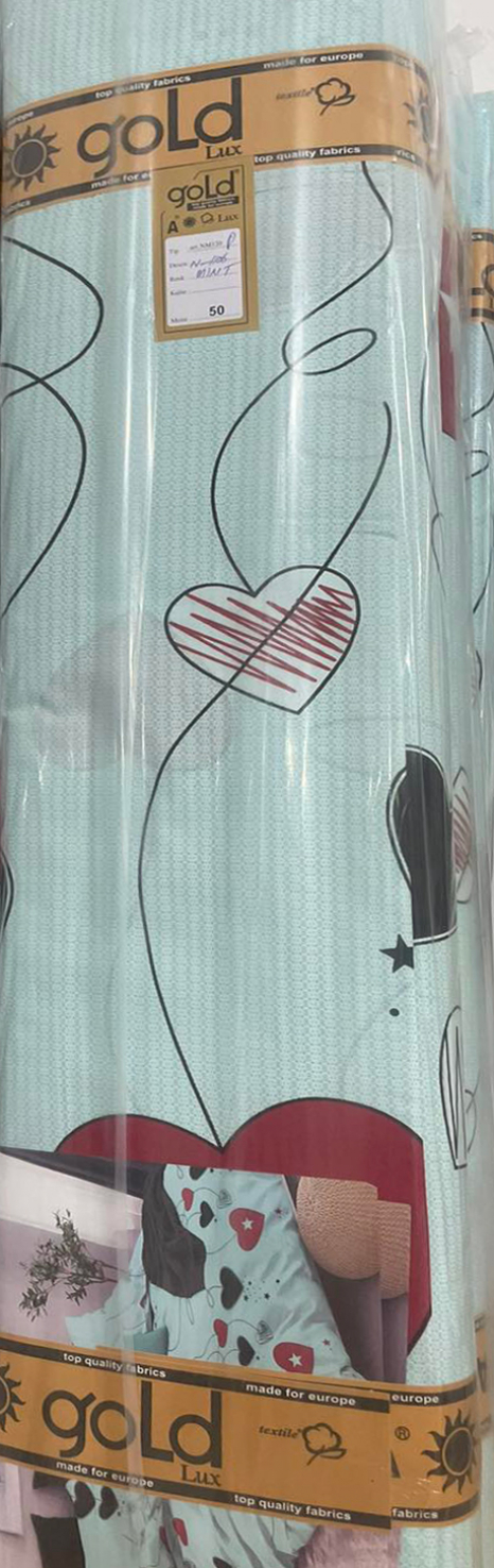 Тканина для постільної білизни Бязь "Gold" Lux GLS1106mint (50м) 