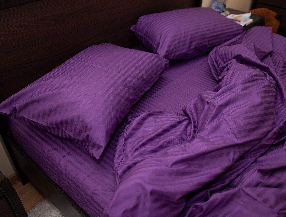 Євро-максі набір постільної білизни 200*220 зі Страйп Сатину №50344 Черешенка™