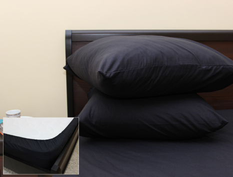 Комплект простирадла на резинці з наволочками (180*200*25) чорний