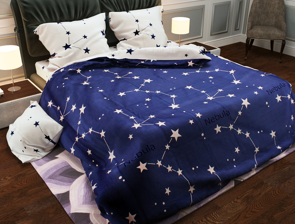 Семейный набор хлопкового постельного белья из Бязи "Gold" с простынью на резинке №144135AB Черешенка™