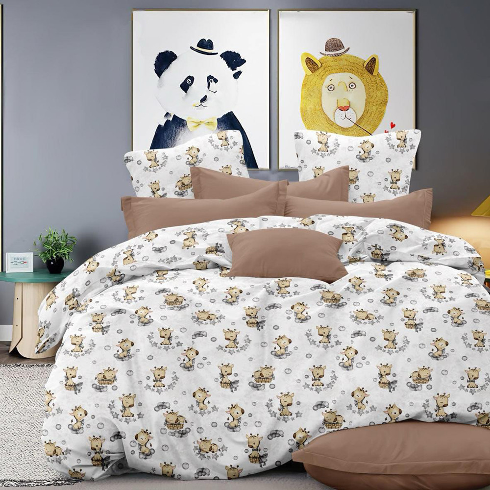 Ткань для постельного белья Бязь "Gold" Lux детская GL16660white-grey