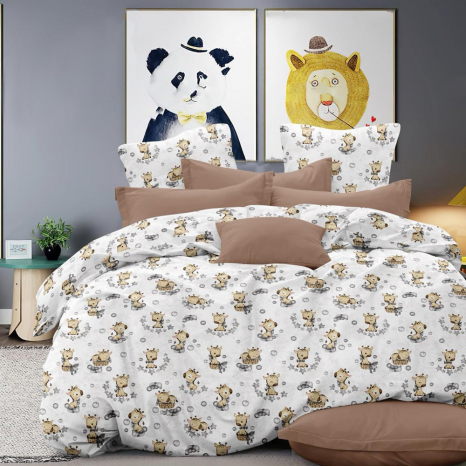 Ткань для постельного белья Бязь "Gold" Lux детская GL16660white-grey