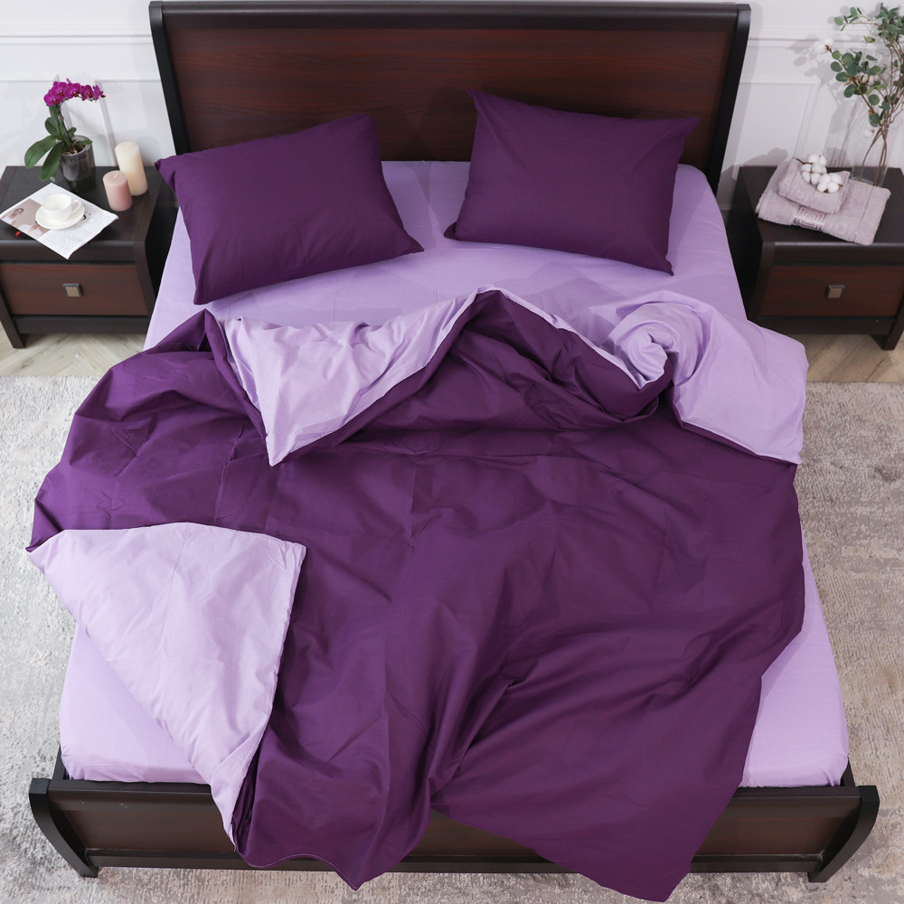 Сімейний набір однотонної постільної білизни із Бязі "Gold" №155511AB Черешенка™