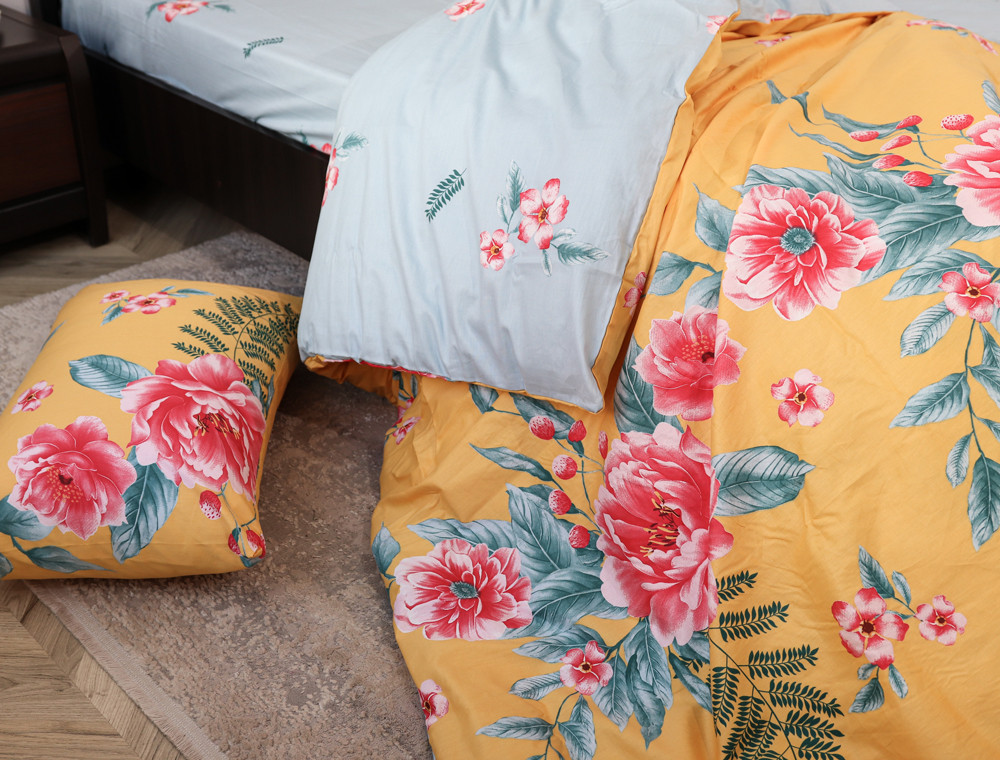 Полуторный набор постельного белья 150*220 из Сатина №44124AB Черешенка™