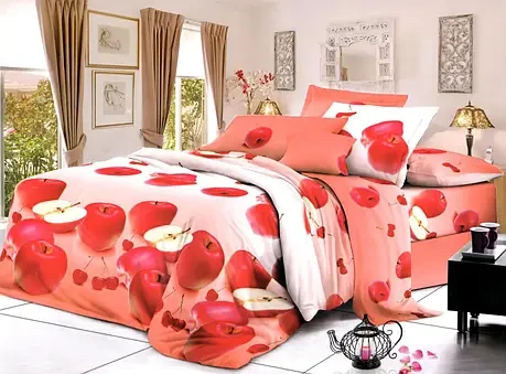 Євро-максі набір постільної білизни 200*220 із Ранфорсу №3R419 Черешенка™