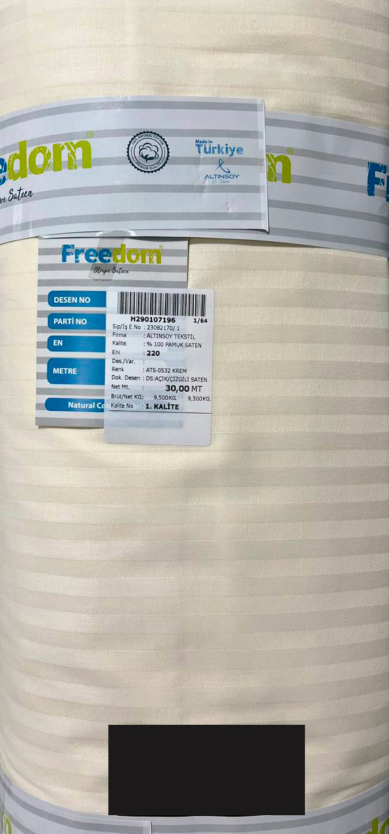 Тканина для постільної білизни Страйп-сатин F-0532  (30м)