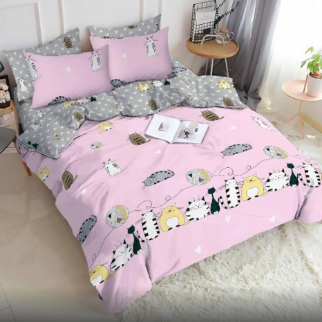 Ткань для постельного белья Бязь "Gold" Lux детская GLB8033-pink (A+B) - (50м+50м)