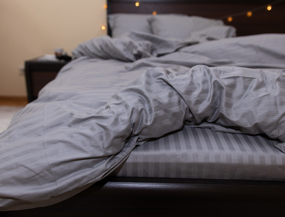 Двоспальний набір постільної білизни 180*220 зі Страйп Сатину №50122 Черешенка™