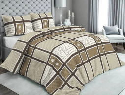 Ткань для постельного белья Бязь "Gold" Lux "Клетка (кофейный)" GL153.