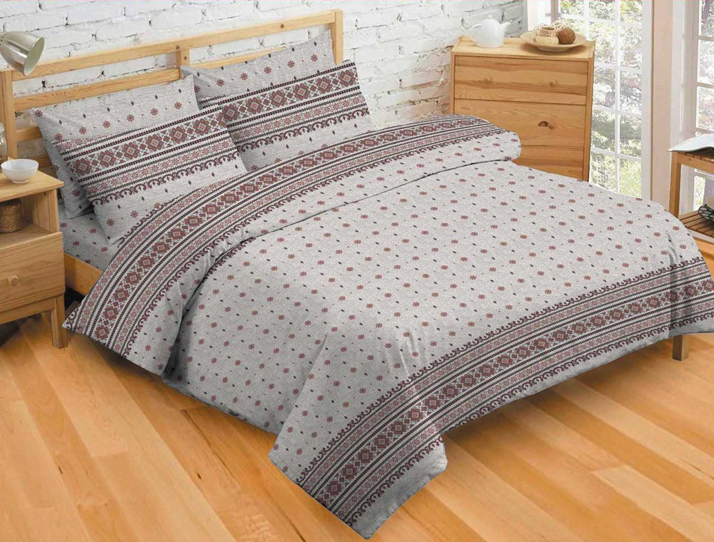 Тканина для постільної білизни Бязь "Gold" "Красива вишивка" GLL13290red