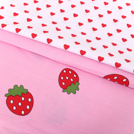 Ткань для постельного белья Бязь "Gold" Lux "Сочная клубничка" GL1645 (A+B) - (50м+50м)