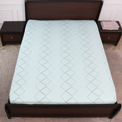 Простирадло на резинці (160*200*25) блакитне з геометричним принтом №661164