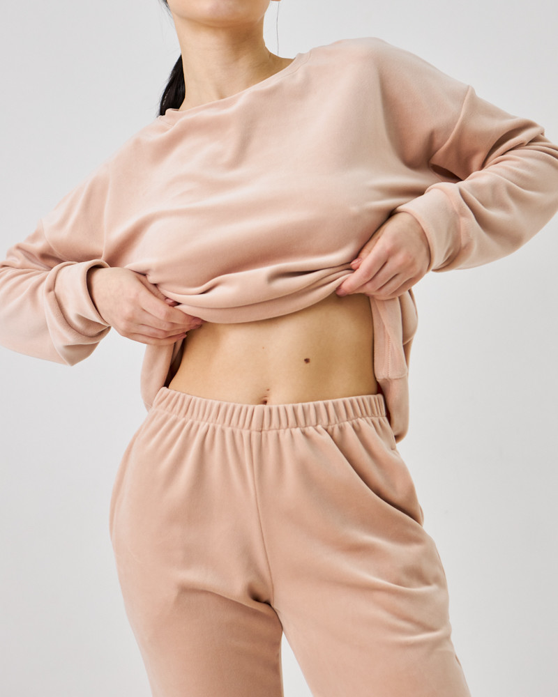 Жіночий велюровий костюм (Розмір XL) бежевий №20222149