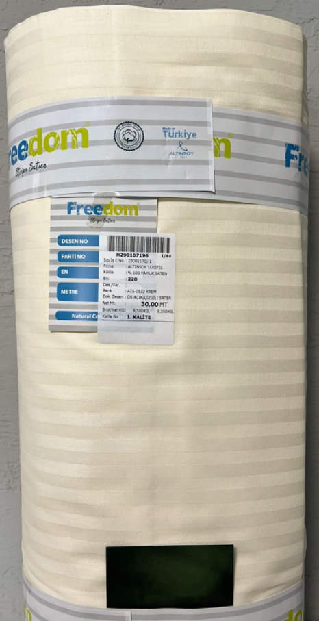 Ткань для постельного белья Страйп-сатин ST-AST-0532 KREM (30м)