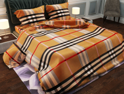 Тканина для постільної білизни Бязь "Gold" Lux "Клітинка (кавовий)" GL1197