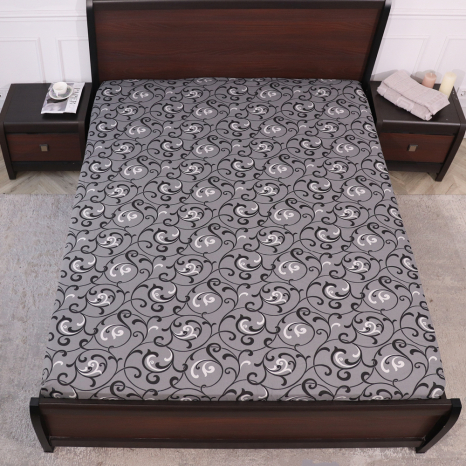 Простирадло на резинці (90*200*25) сіре з абстрактним принтом №667922