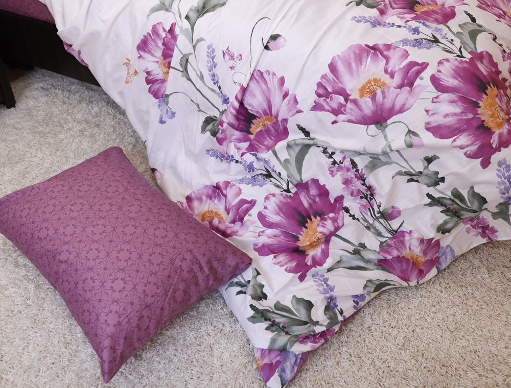 Двоспальний набір постільної білизни 180*220 із Сатину №056AB Черешенка™