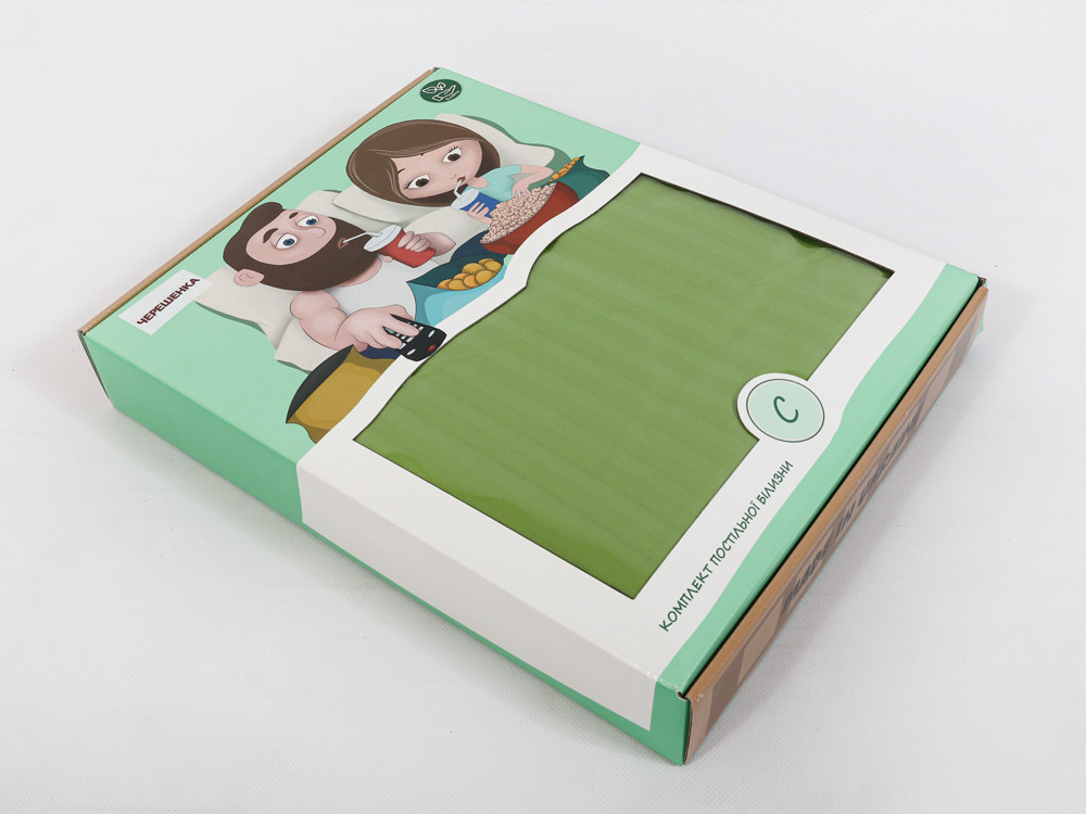 Семейный набор хлопкового постельного белья из Страйп Сатина №504442 Черешенка™