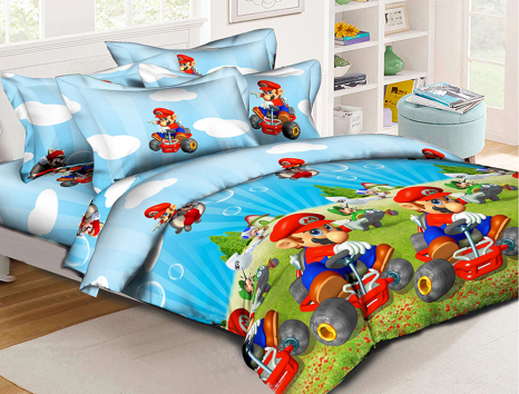 Полуторний набір постільної білизни 150*220 із Ранфорсу №17691 Черешенка™