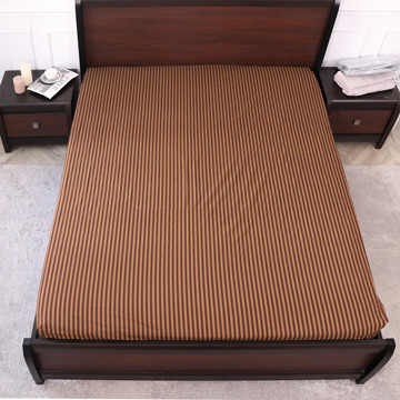 Простынь на резинке (90*200*25) шоколадная в полоску №10028