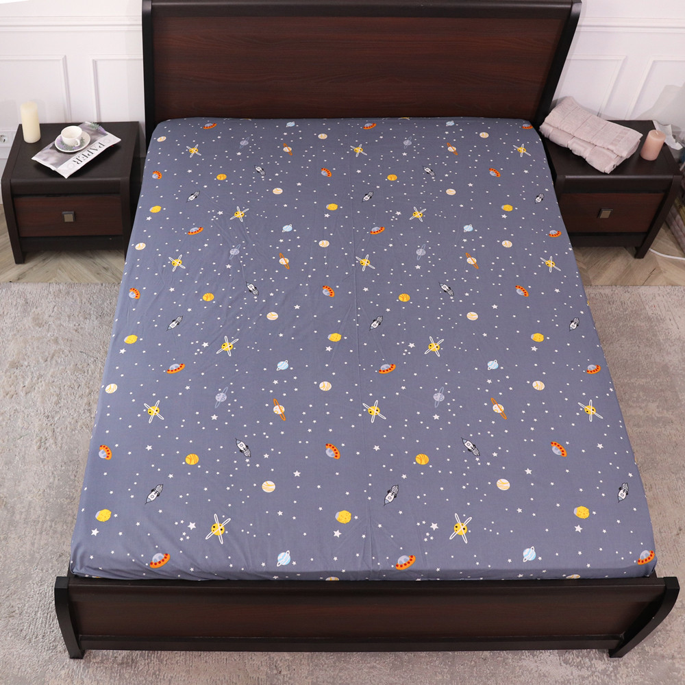 Простирадло на резинці (160*200*25) синє з принтом космос №668171