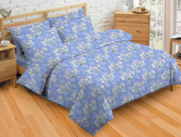Тканина для постільної білизни Бязь "Gold" "Принт букета квітів" GLL8925blue