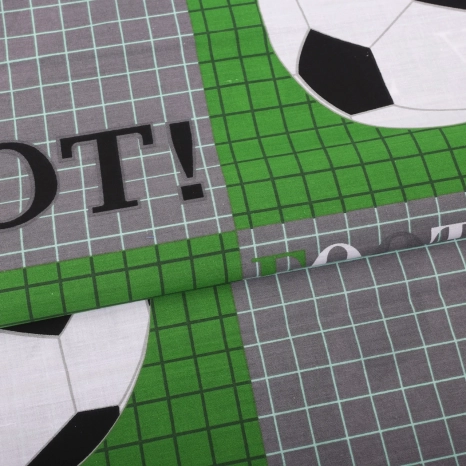 Ткань для постельного белья Бязь "Gold" Lux детская "Футбол" GLB7282green