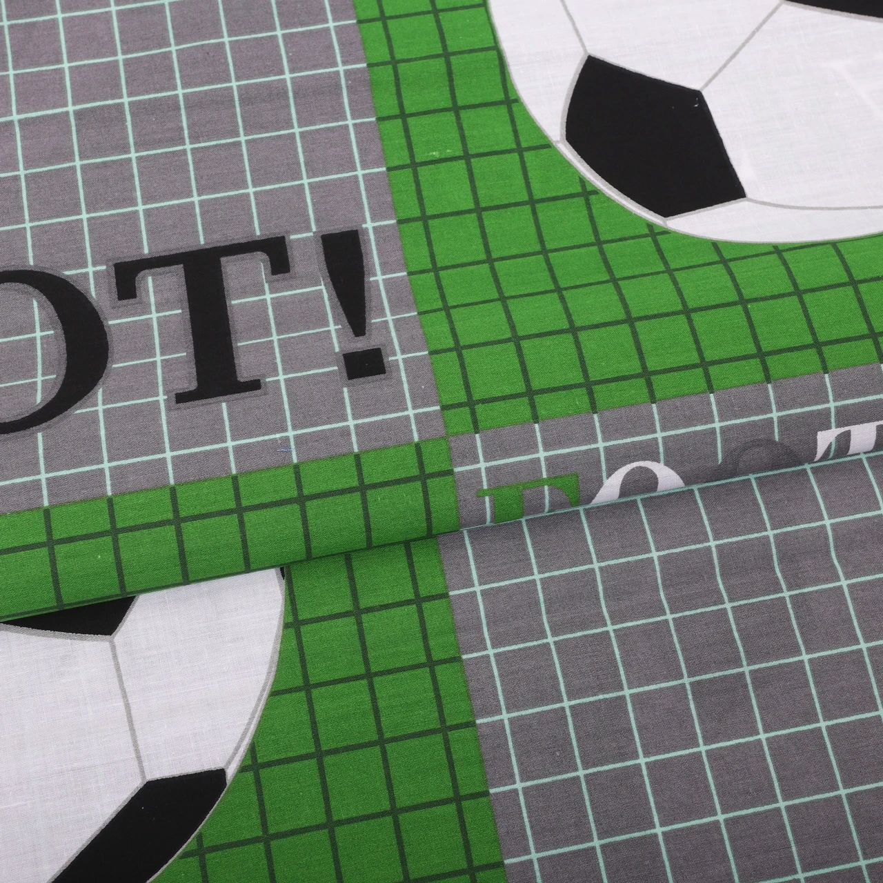 Ткань для постельного белья Бязь "Gold" Lux детская "Футбол" GLB7282green