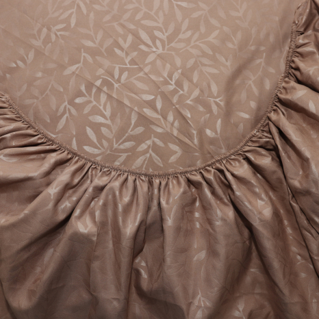 Простирадло на резинці (180*200*25)  з гілочками на коричневому №7788