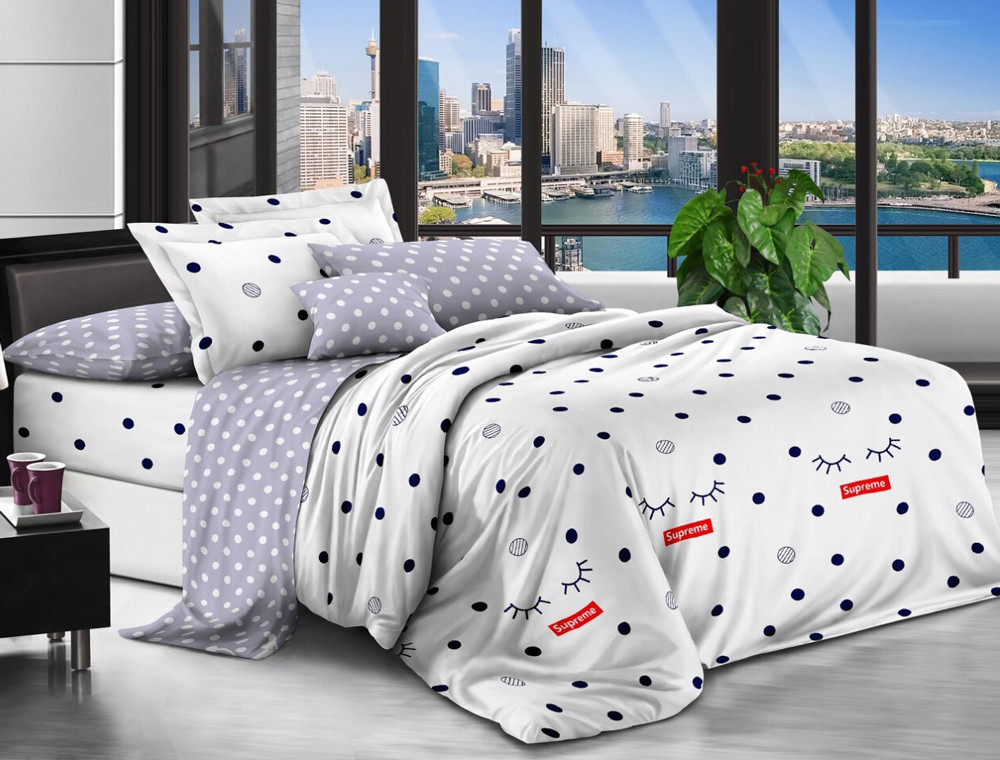 Семейный набор хлопкового постельного белья из Бязи "Gold" с простынью на резинке №1413177AB Черешенка™