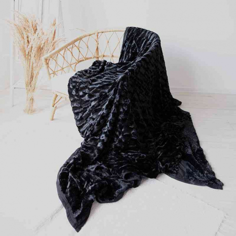 Двостороннє евро-максі покривало-плед "норка" (230*200) - чорне