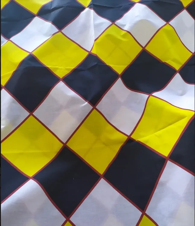 Ткань для постельного белья Бязь "Gold" Lux "Чёрный, белый, желтый Ромб" GL1375 (A+B) - (50м+50м)