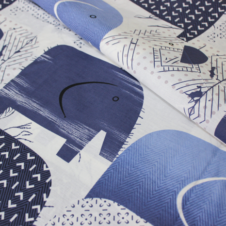 Ткань для постельного белья Бязь "Gold" Lux детская "Слон" GLB190 (A+B) - (50м+50м)