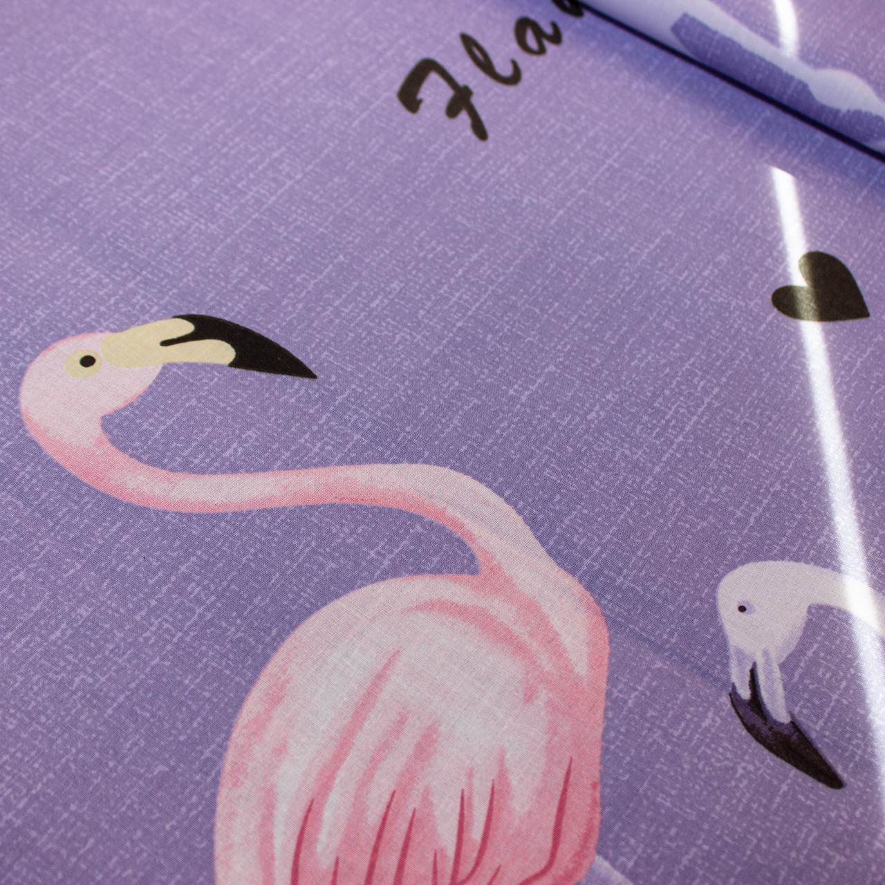 Тканина для постільної білизни Бязь "Gold" Lux "Реалістичний рожевий фламінго" GL4254 (A+B) - (50м+50м)