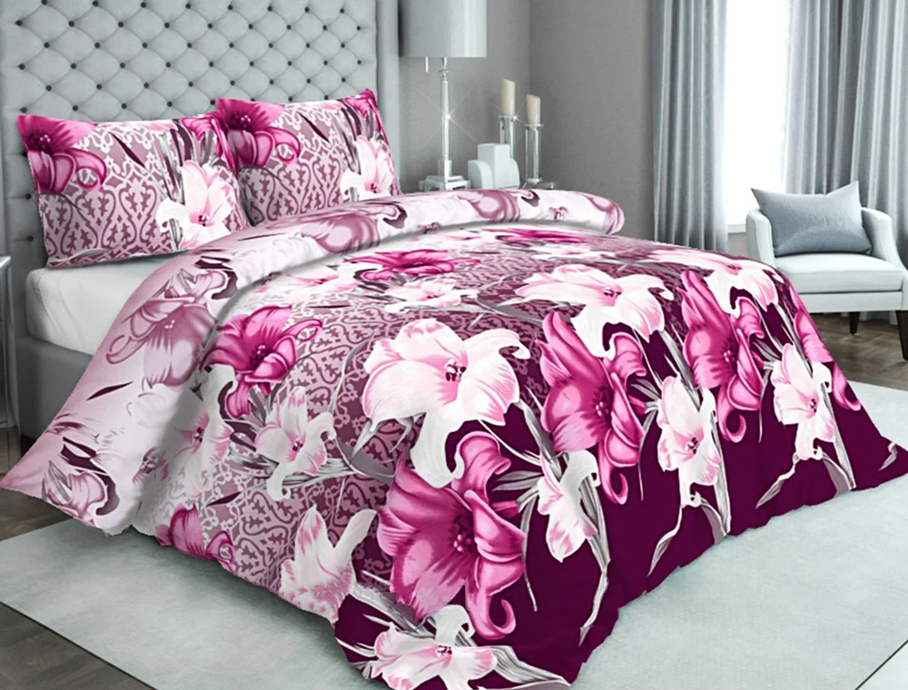 Ткань для постельного белья Бязь "Gold" Lux "Лилии" GL344