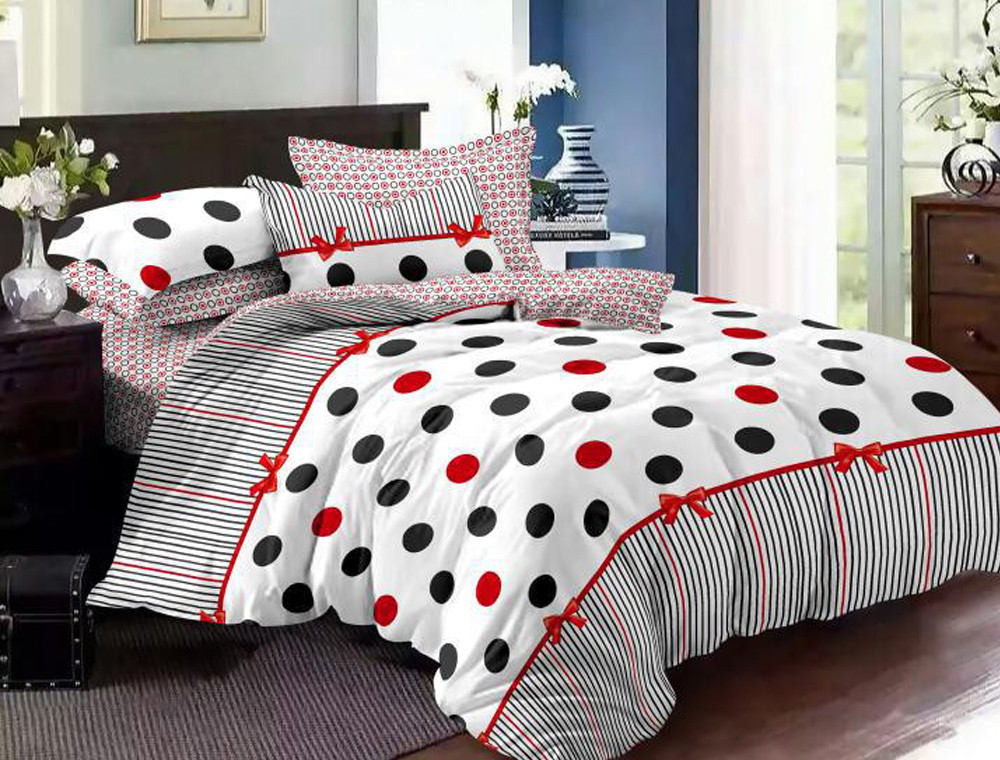 Євро-максі набір постільної білизни 200*220 із Бязі "Gold" з простирадлом на резинці №143053 Черешенька™