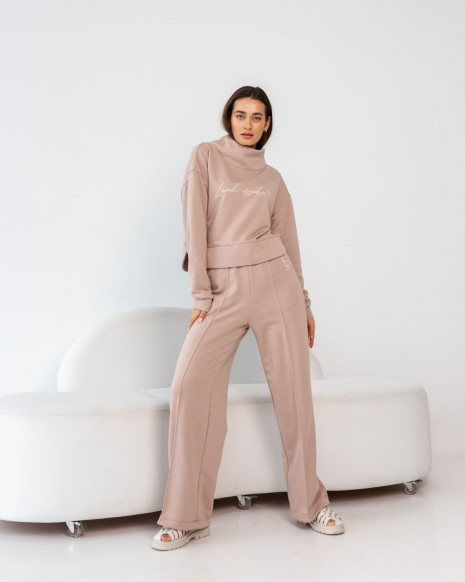 Жіночий костюм зі штанами палаццо (Розмір L) какао №231_0020