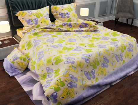 Ткань для постельного белья Бязь "Gold" Lux "Планета бабочек" GL036