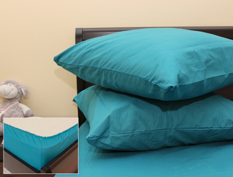 Комплект простирадла на резинці з наволочками (160*200*25) морська хвиля