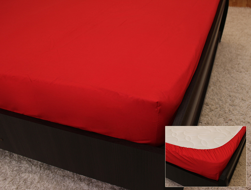 Комплект простирадла на резинці з наволочками (180*200*25) яскраво-червоний