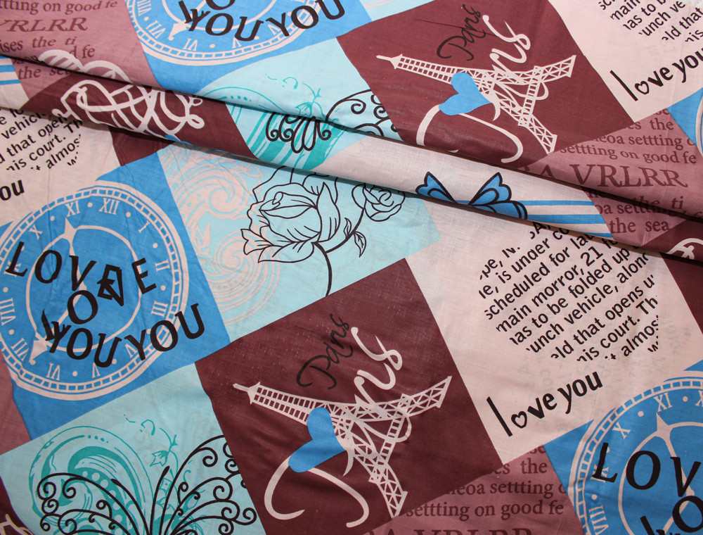 Ткань для постельного белья Бязь "Gold" Lux "Геометрический (текстовый) принт" GL1146